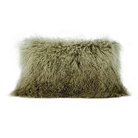 Tibetan Lamb Cushion - Green Ombre