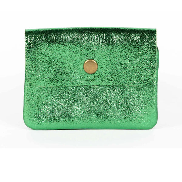 Metalliic Shimmer Leather Coin Purse - Cactus