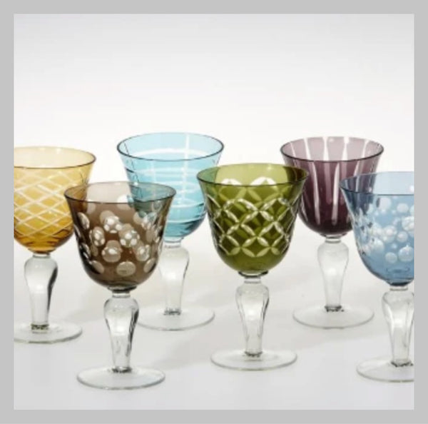 Pols Potten - Multi Colour/Pattern Wine Glasses - SET OF 2