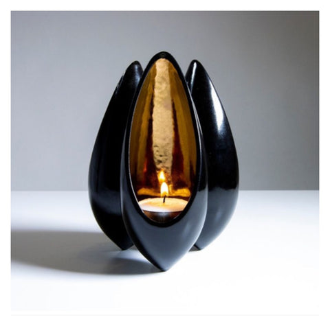 Onject VB Seed Pod Tealight Holder - Black with Copper Lustre